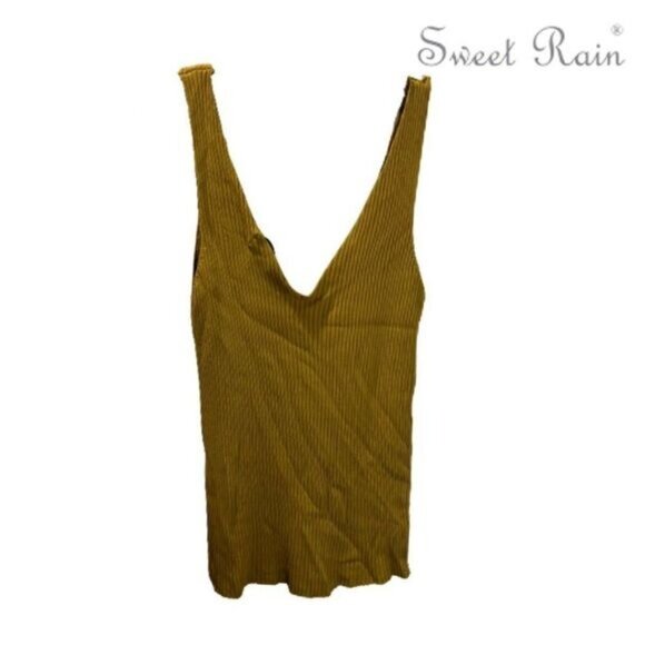 Sweet Rain Women's Double V-Neck Ribbed Tank Top - Picture 2 of 5